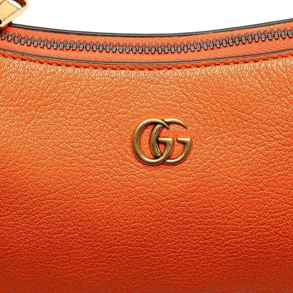 GUCCI Authentic Orange Leather GG Marmont Shoulder Bag - Picture 4 of 10